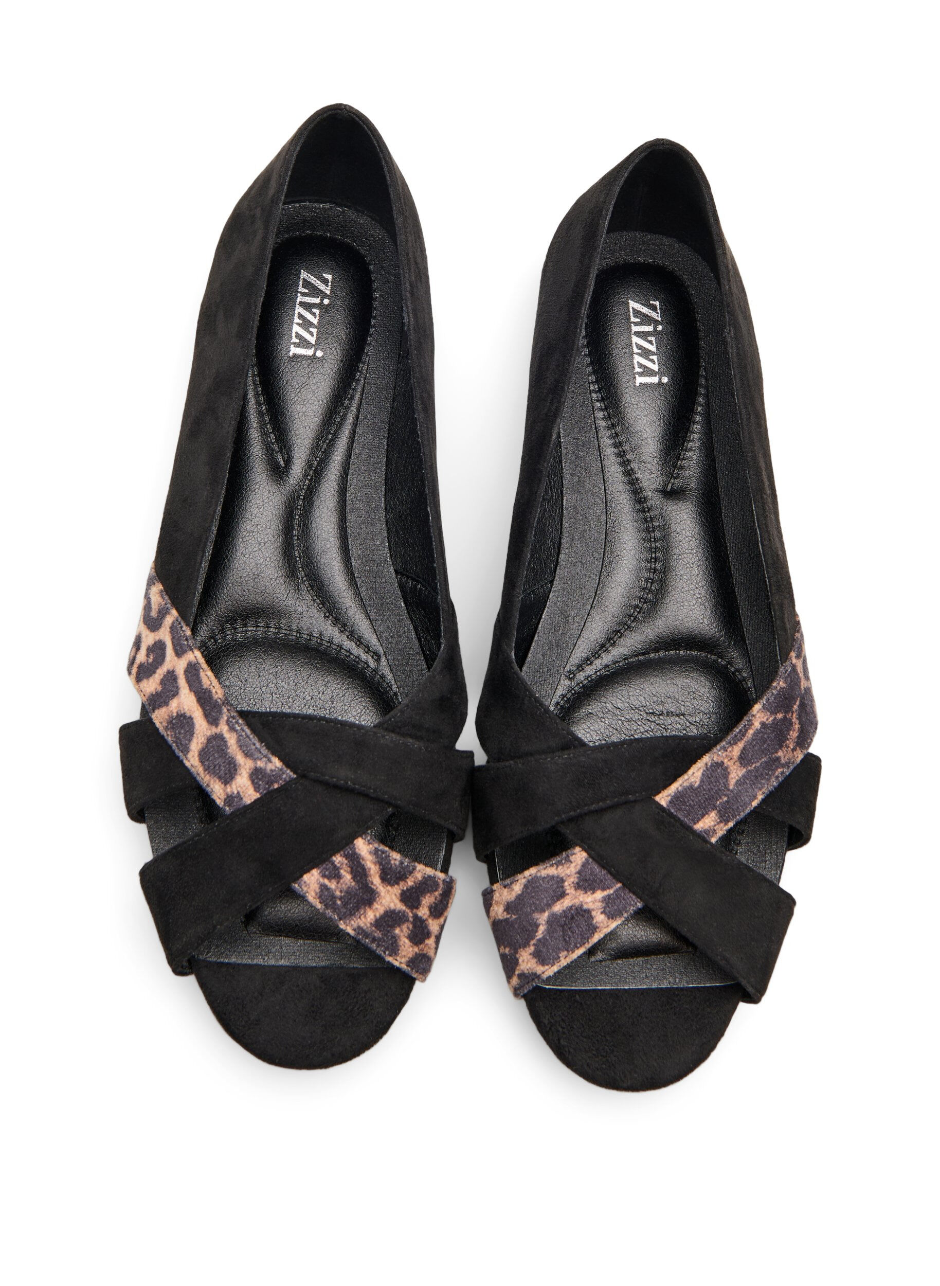 Zizzi Wide fit - Puntige ballerina flats, Zwart, Packshot image number 2