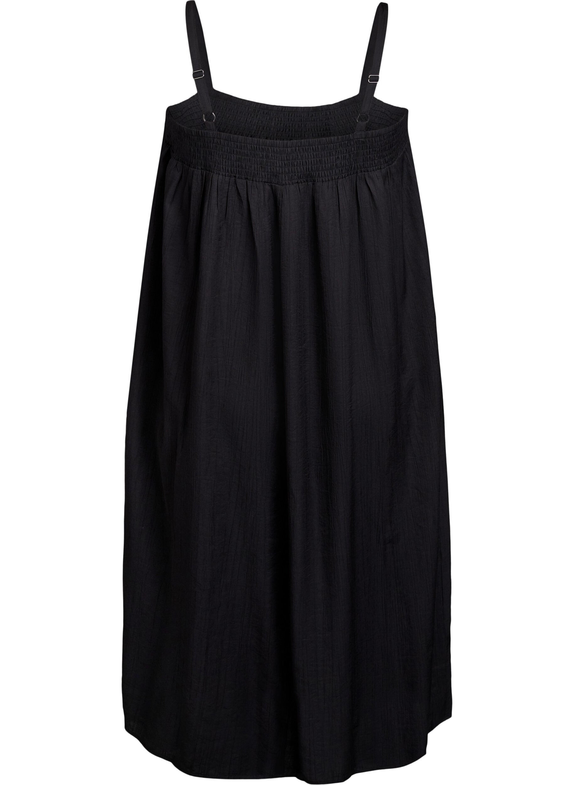 Zizzi Midi slip jurk van viscose, Zwart, Packshot image number 1
