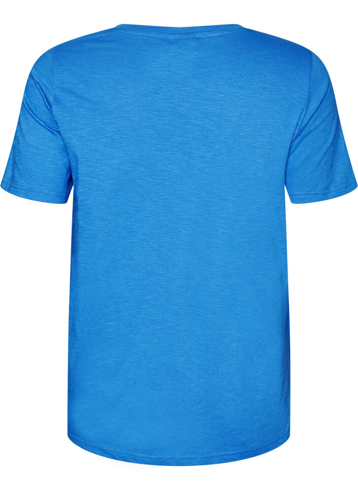 Basic t-shirt met korte mouwen en v-hals, Blauw, Packshot image number 1