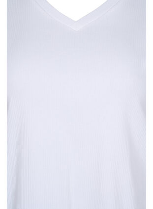 Katoenen t-shirt met geribbeld structuur, Bright White, Packshot image number 2