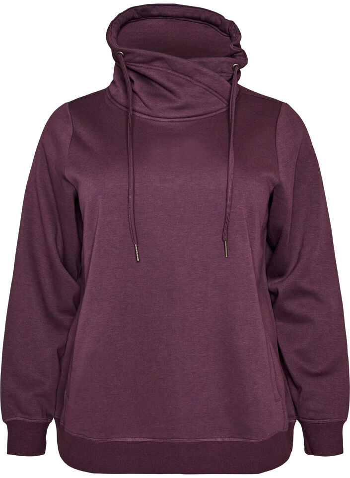 Sweatshirt met hoge kraag en zakken, Paars, Packshot image number 0