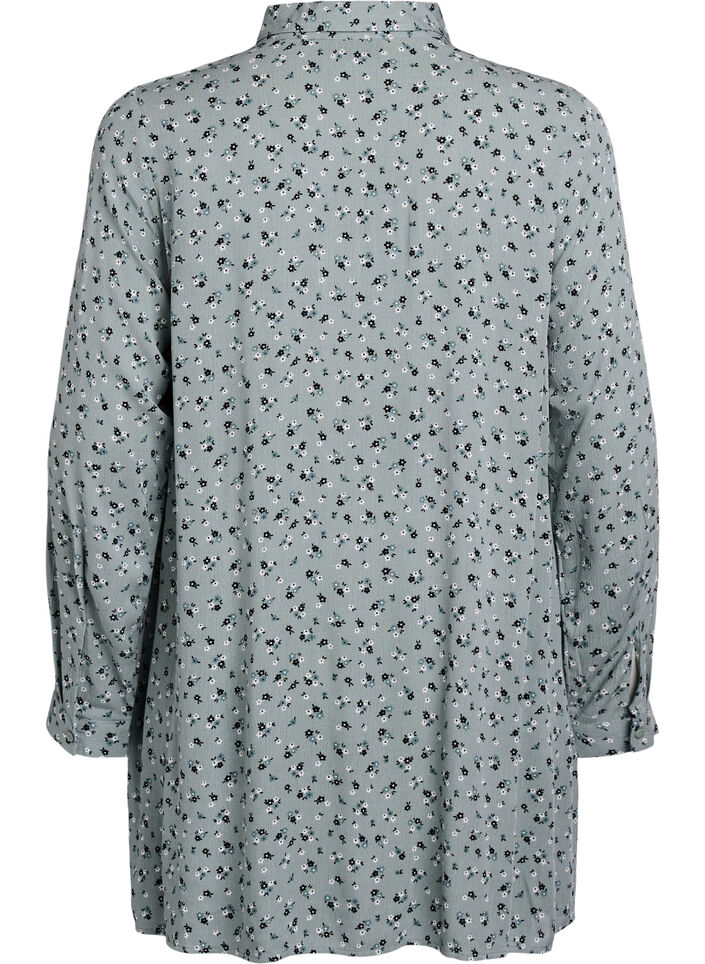 Lange blouse met bloemenprint, Groen, Packshot image number 1