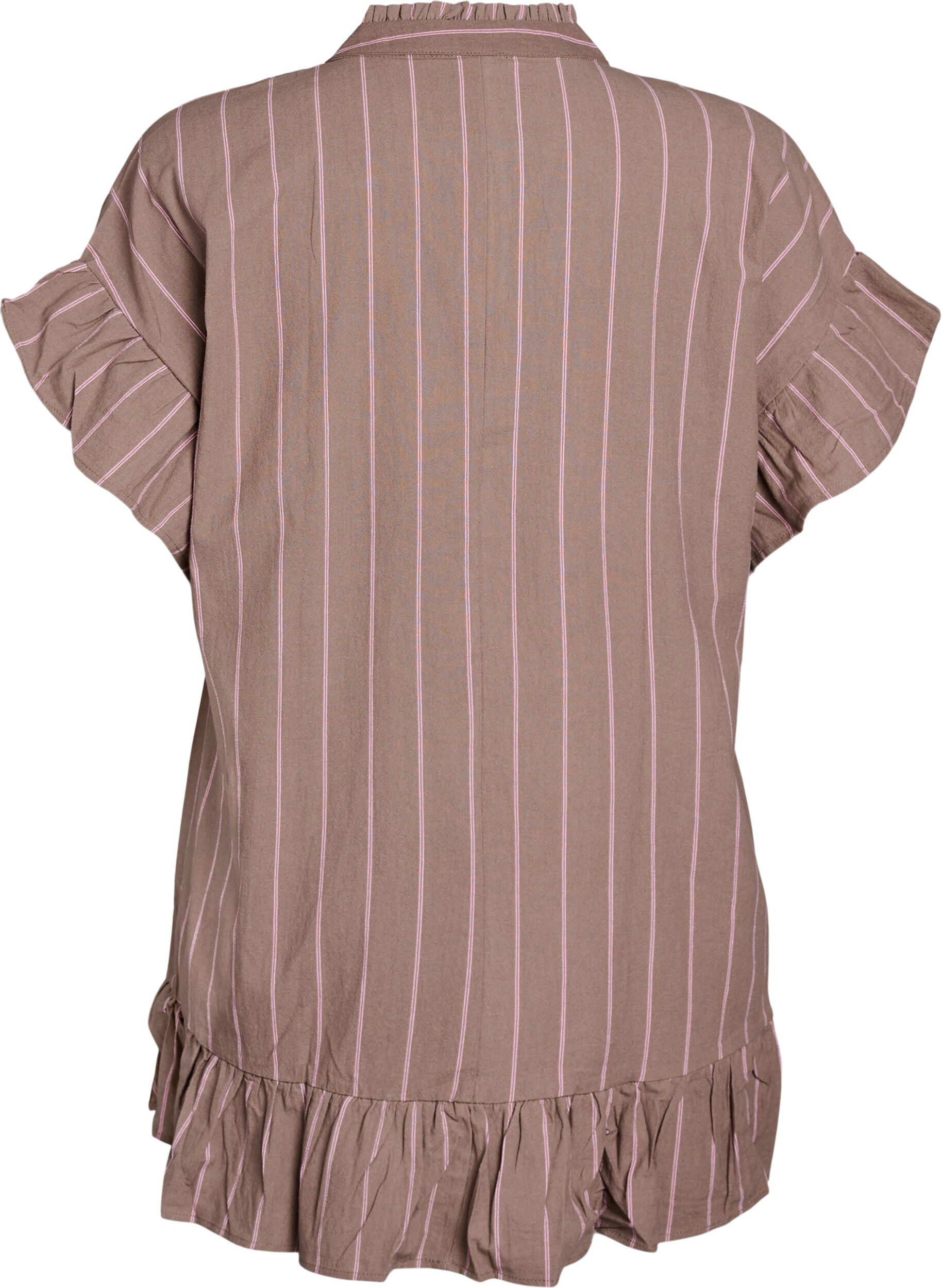 Zizzi Tunic met V-hals en ruchesdetails, Bruin, Packshot image number 1