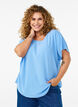 Blouse met korte mouwen en een ronde halslijn, Blauw, Model image number 0