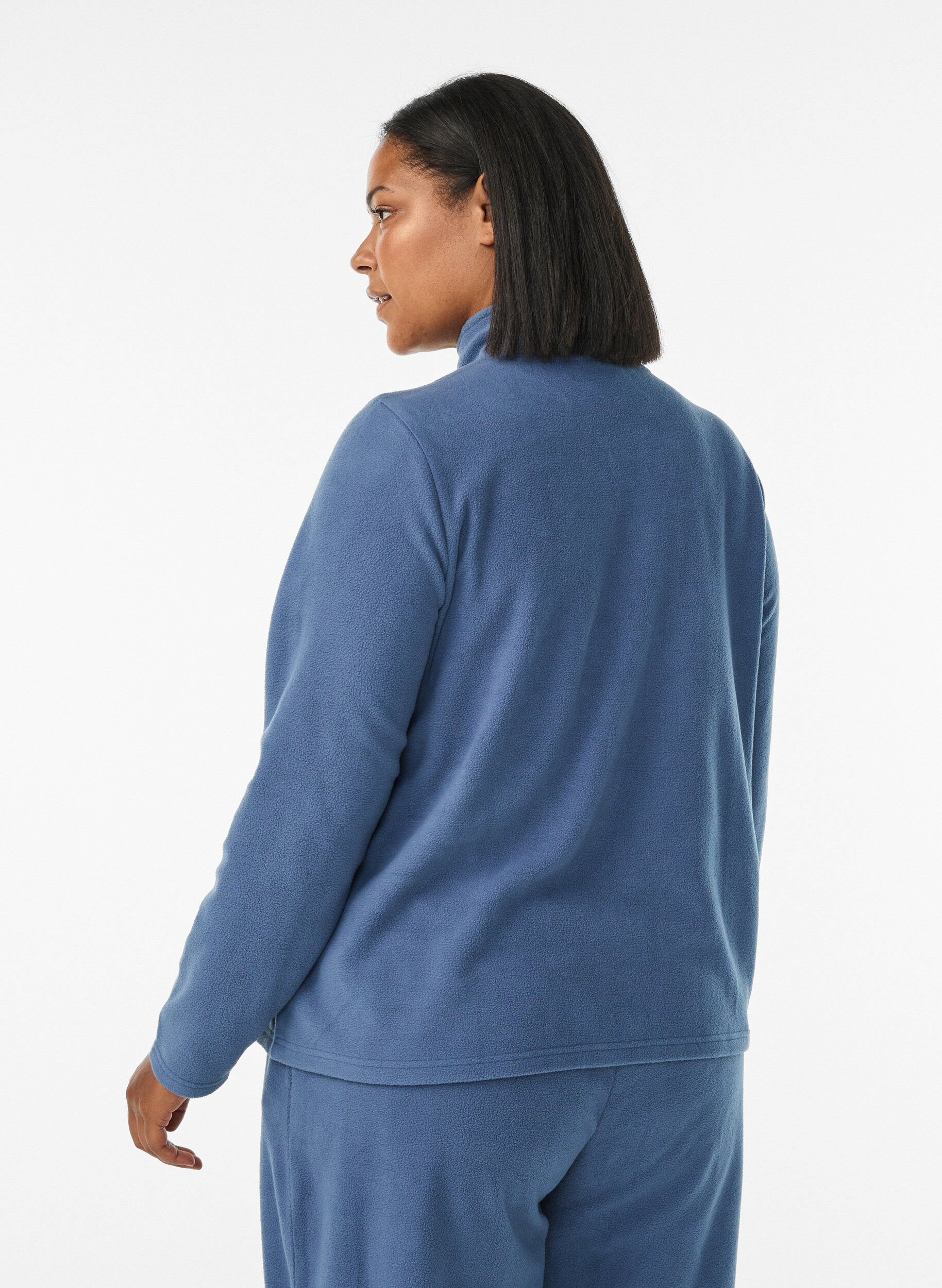 ZizziFleecetop met ritssluiting en hoge kraag, Blauw, Model image number 2