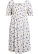 Gebloemde viscose midi-jurk met smock, Wit, Packshot image number 0