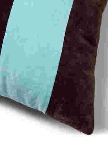 Gestreept kussensloop in velours, Seal Brown Comb, Packshot image number 2