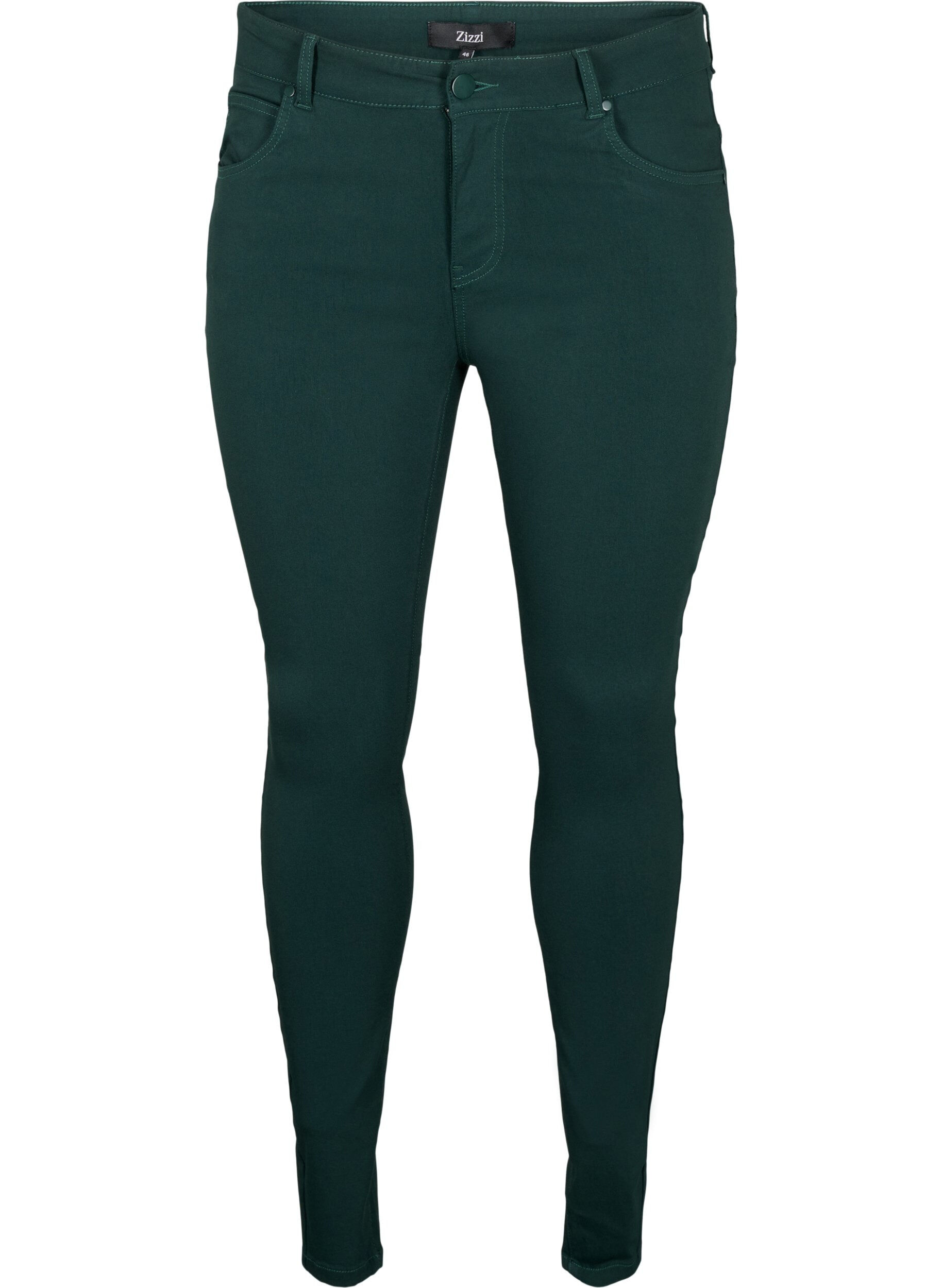 Zizzi Slim fit broek met zakken, Groen, Packshot image number 0