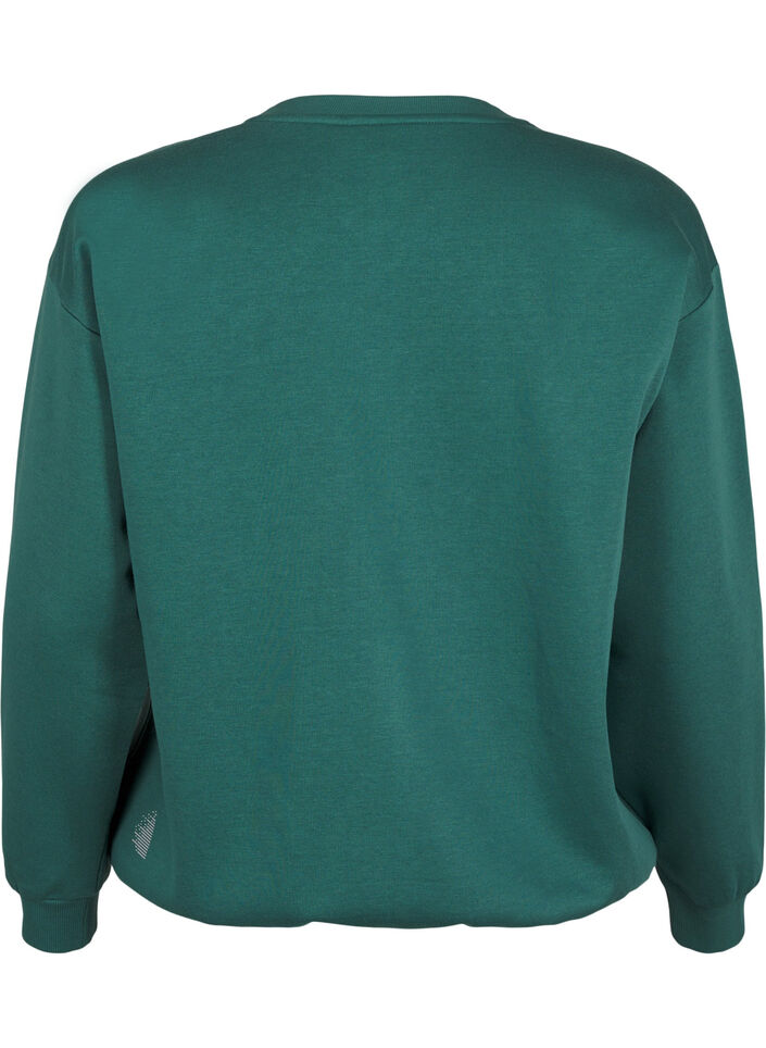 Sweatshirt met badstof tekst, Groen, Packshot image number 1
