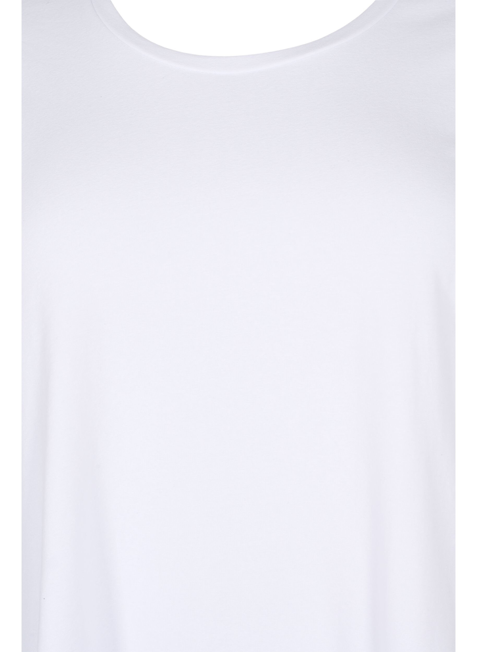 ZizziBasic katoenen t-shirt met 3/4 mouwen, Wit, Packshot image number 2