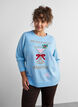 Gebreide blouse met een kerstmotief, Blauw, Model image number 0