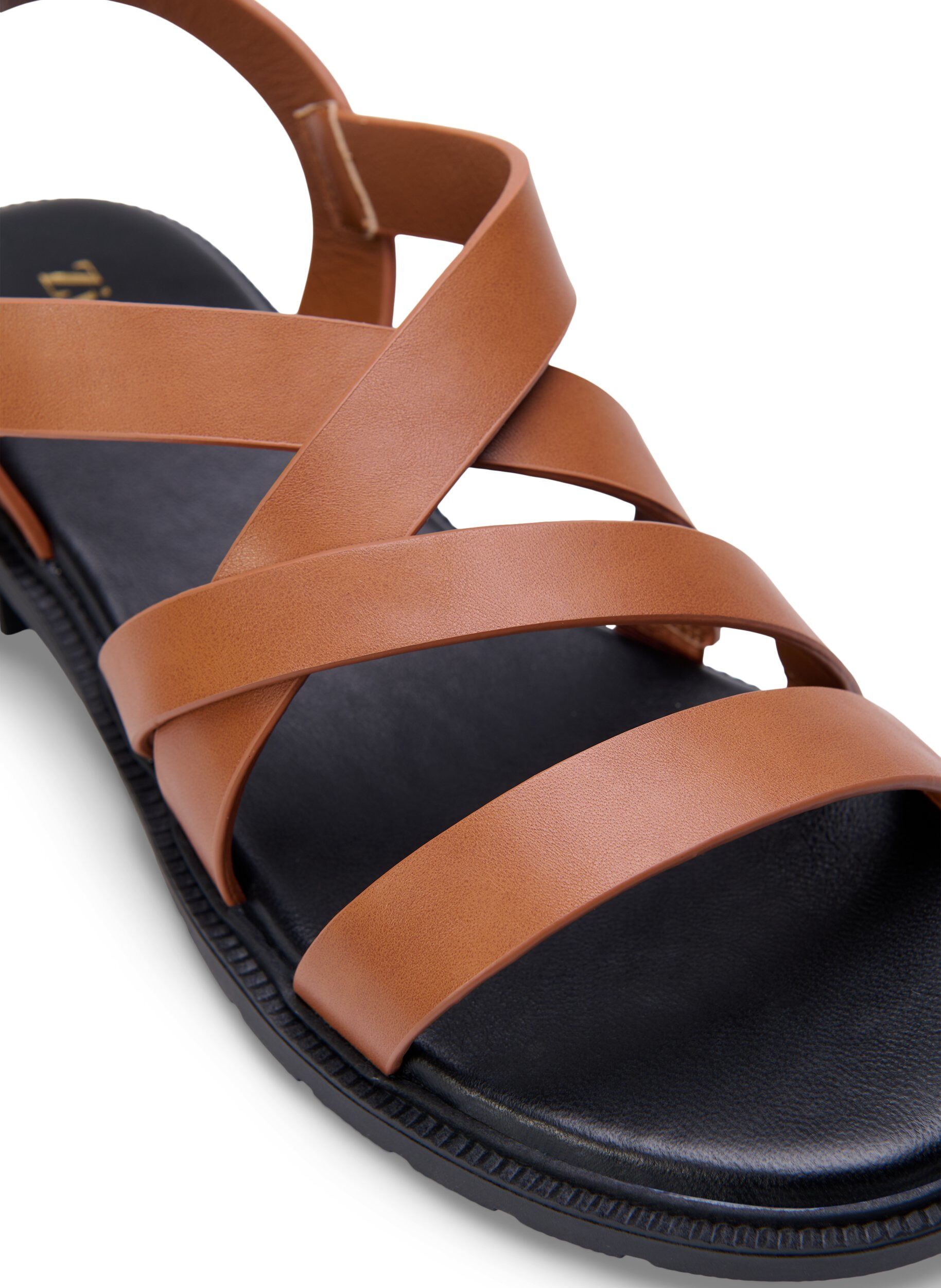 Zizzi Leren zomersandalen met een brede pasvorm, Friar Brown, Packshot image number 3