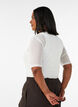 Mesh top met korte mouwen en ronde hals, Vanille, Model image number 2