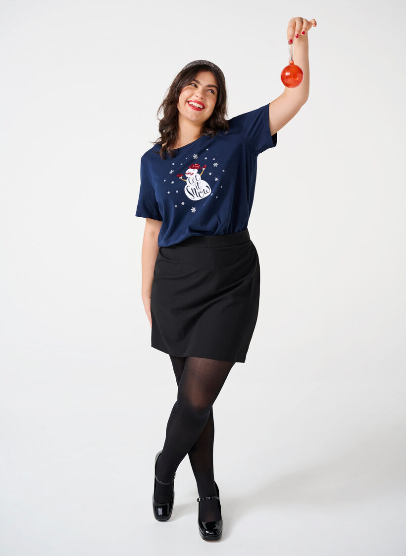 Kerst T-shirts in 100% katoen, Navy B. w. LetItSnow, Image image number 0