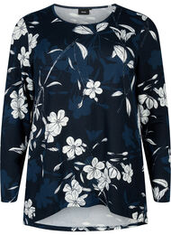 Gebloemde blouse met lange mouwen, Navy B. Flower AOP