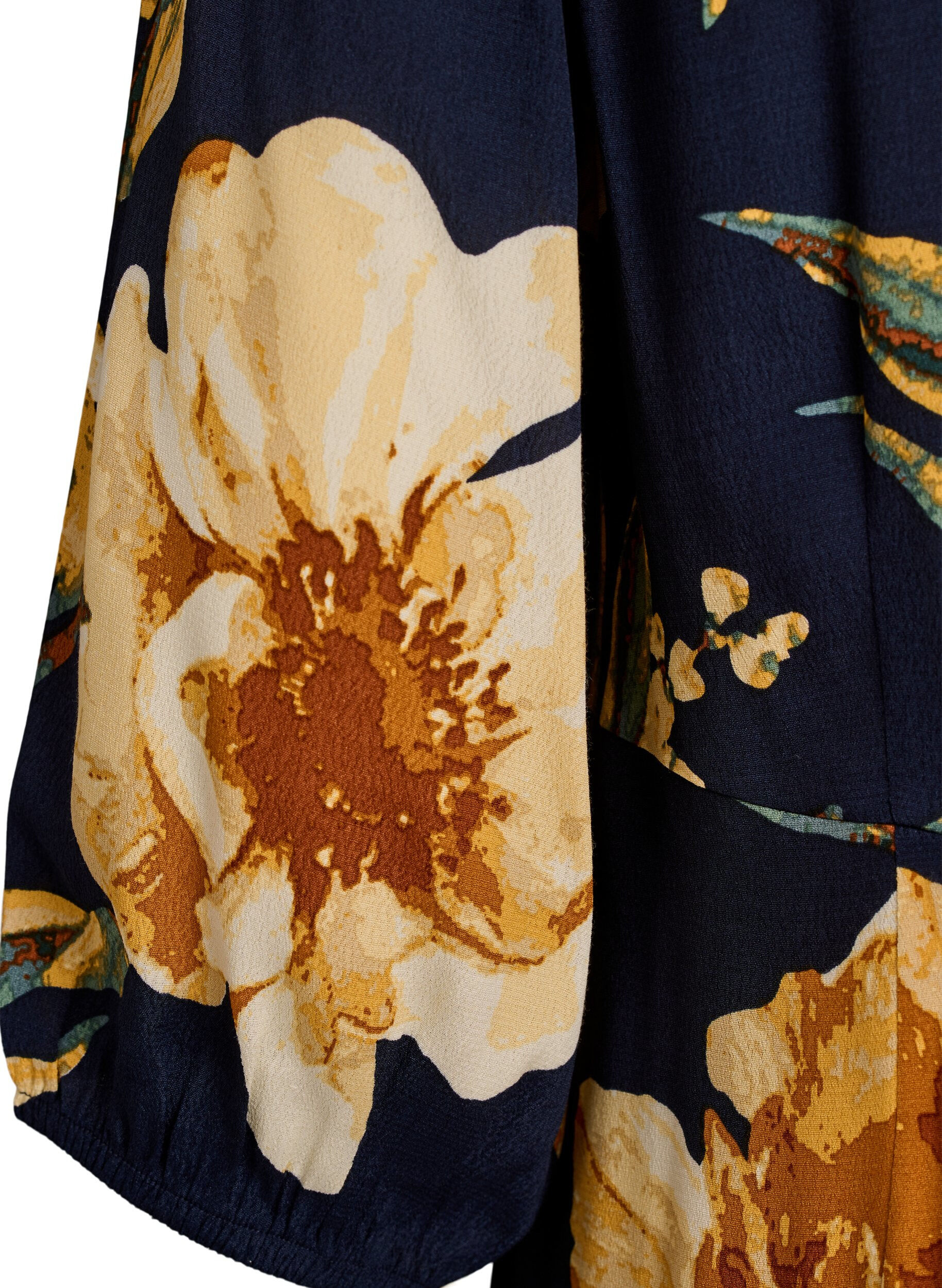 Zizzi Midi-jurk met bloemenprint en 3/4 mouwen, Blauw, Packshot image number 3