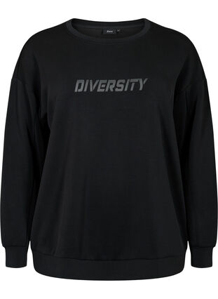 Sweatshirt met tekstprint, Black, Packshot image number 0