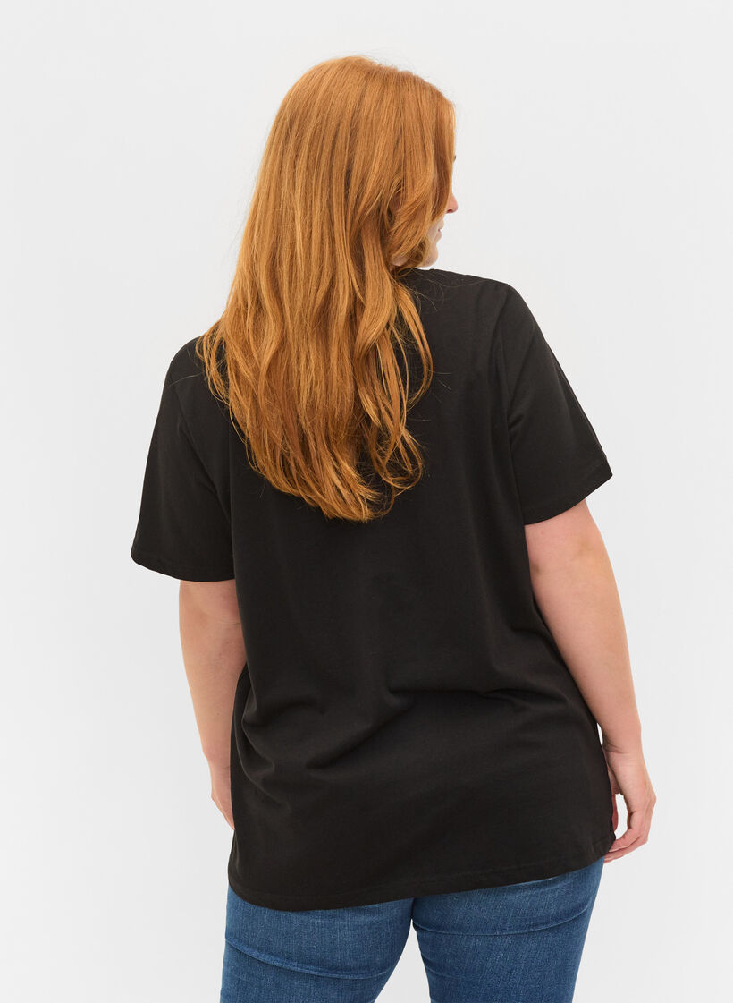 Set van 2 basic t-shirts in katoen, Black/Black, Model image number 1