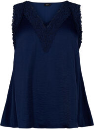 Top met kant en gekruist accent, Navy