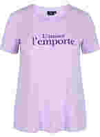 Katoenen t-shirt met korte mouwen en print,  Lavender LAMOUR