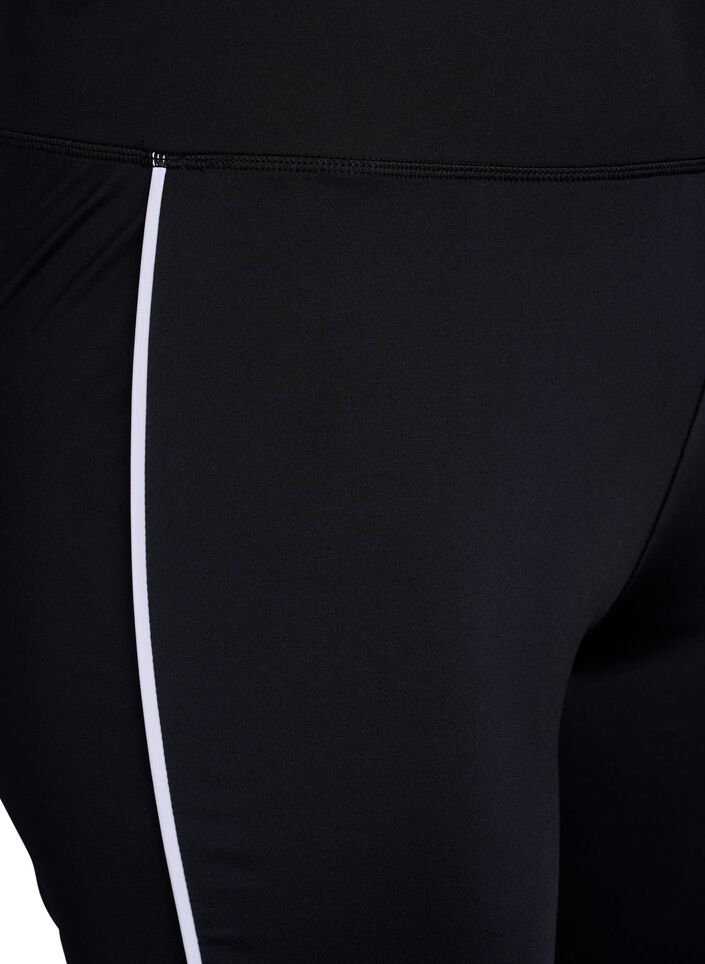 Uitlopende workoutbroek met contrasterende biezen, Zwart, Packshot image number 2