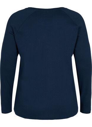 Katoenen blouse met lange mouwen en kantpatroon, Navy Blazer, Packshot image number 1