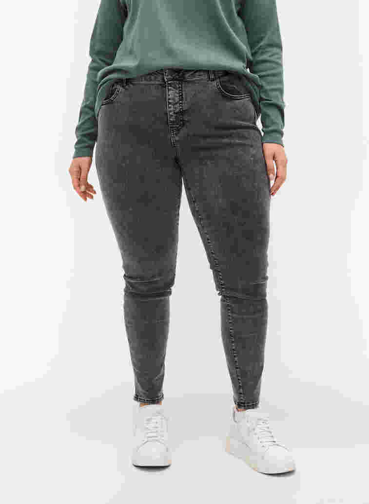 Super slim Amy jeans met hoge taille, Grey Denim, Model image number 2