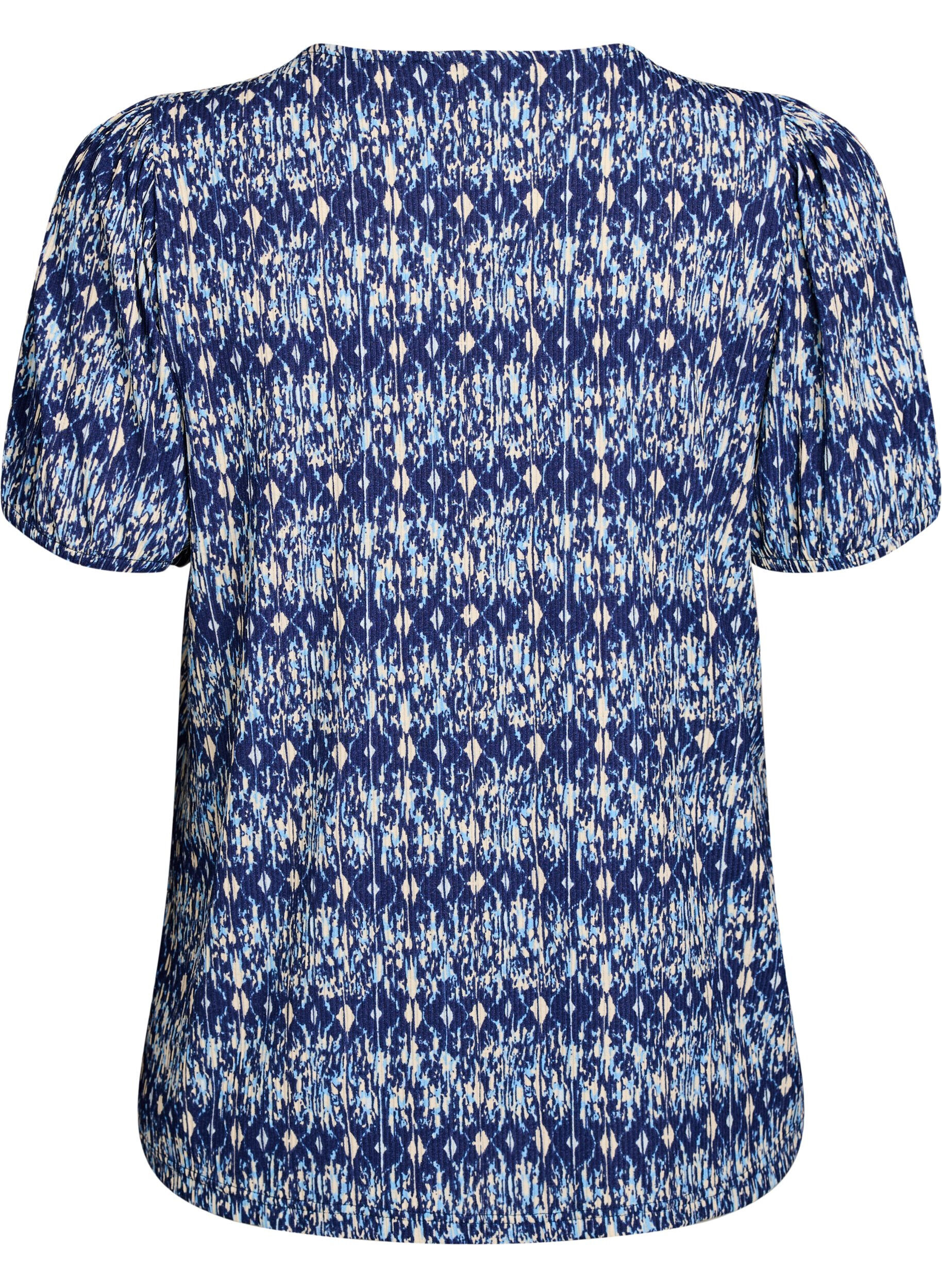 Zizzi Blouse met korte mouwen, Blauw, Packshot image number 1