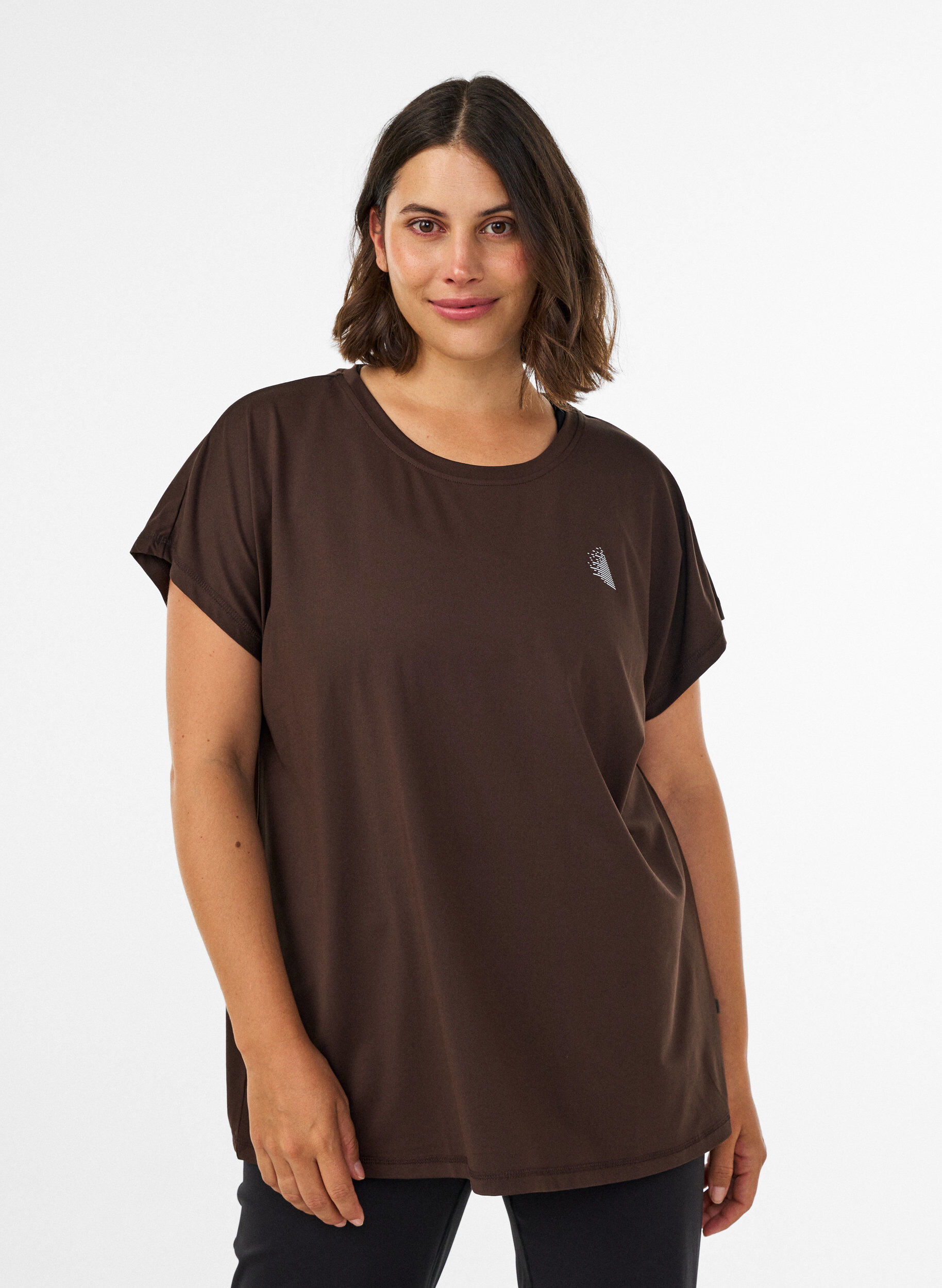Effen gekleurd trainingsshirt, Bruin, Model
