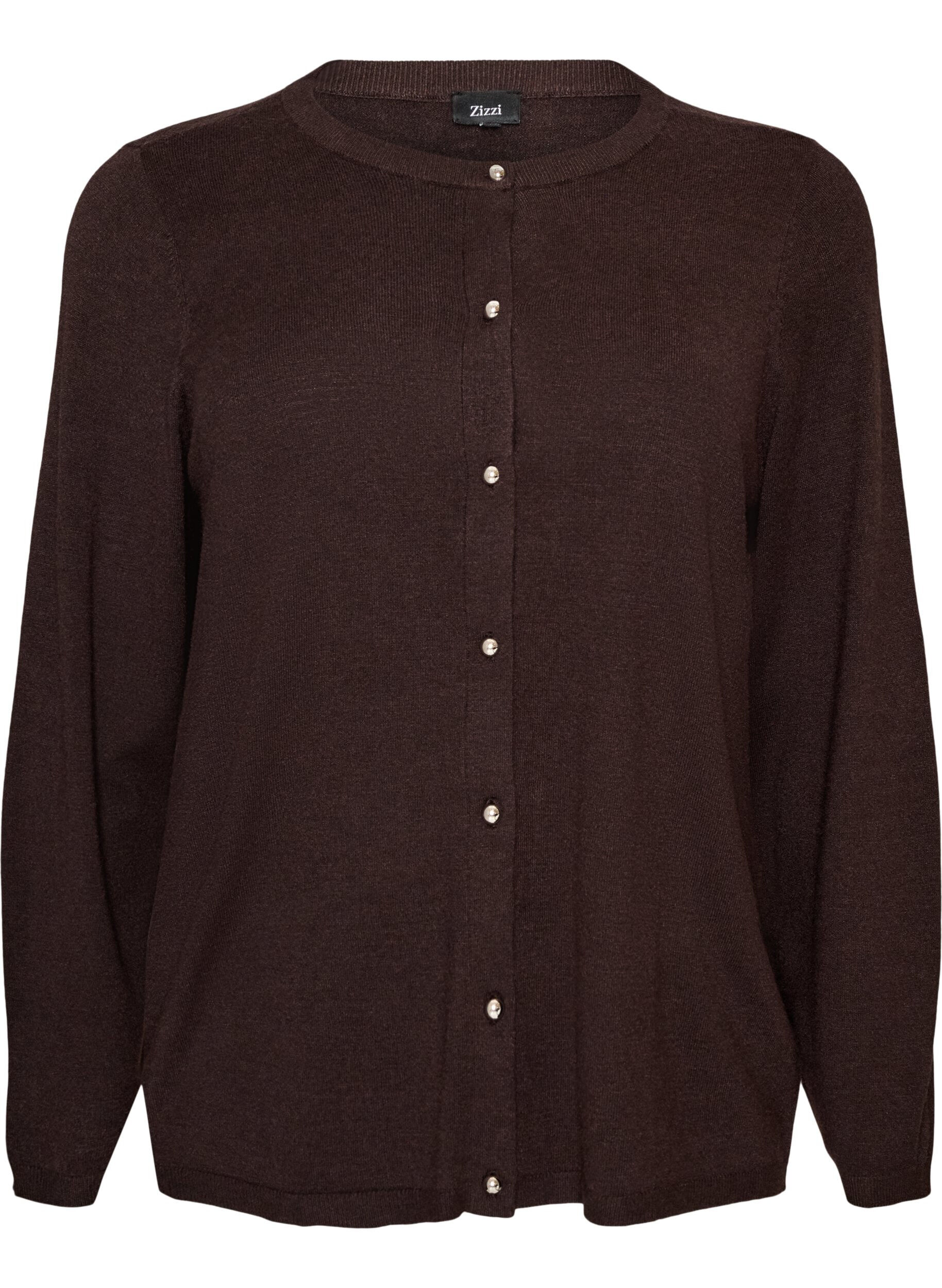 ZizziCardigan met ronde knopen, Bruin, Packshot image number 0