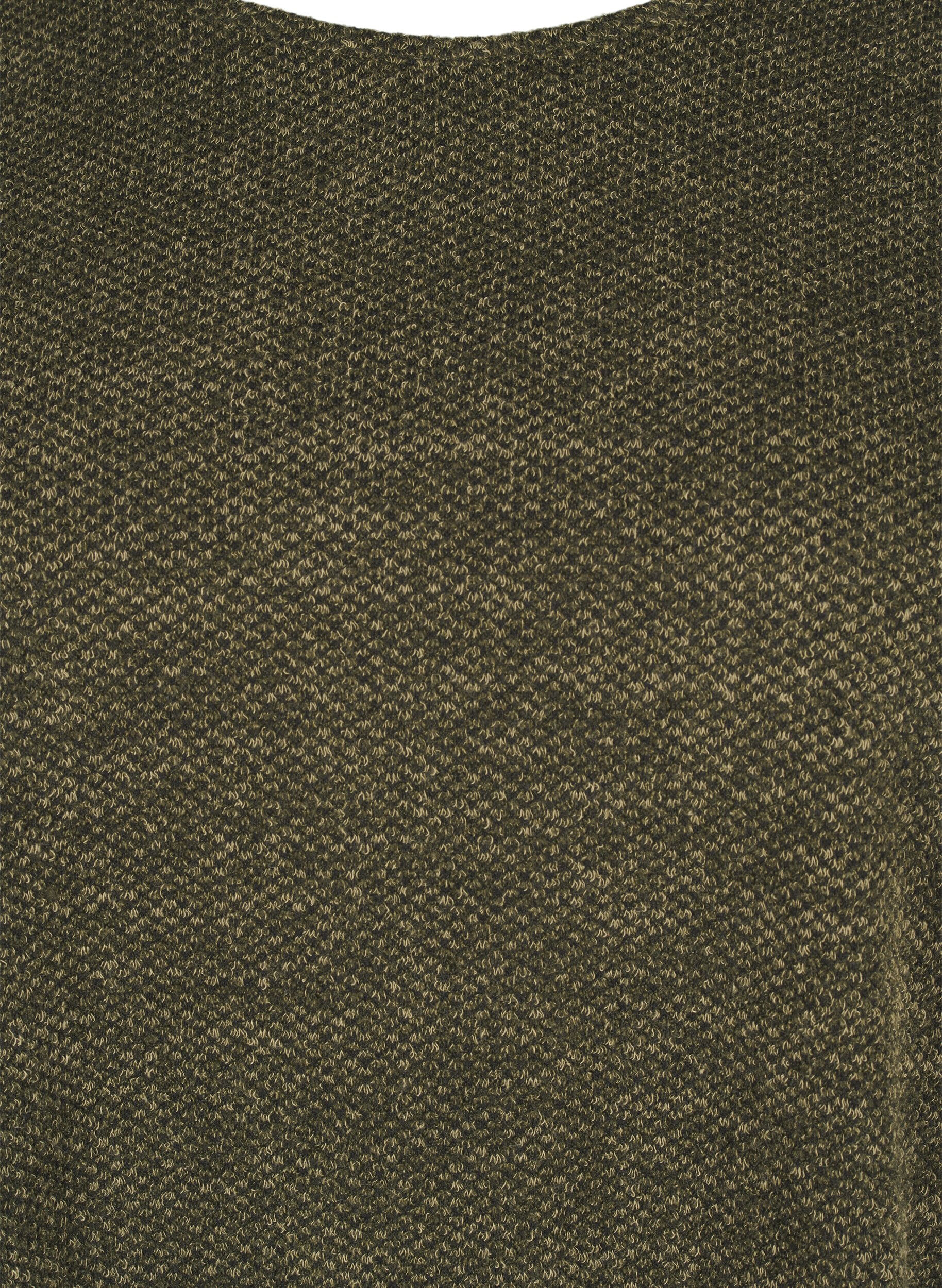 Zizzi Melange Blouse met een rond halsje en lange mouw, Winter Moss, Packshot image number 2