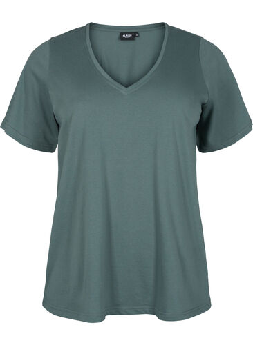 FLASH - T-shirt met v-hals, Balsam Green, Packshot image number 0