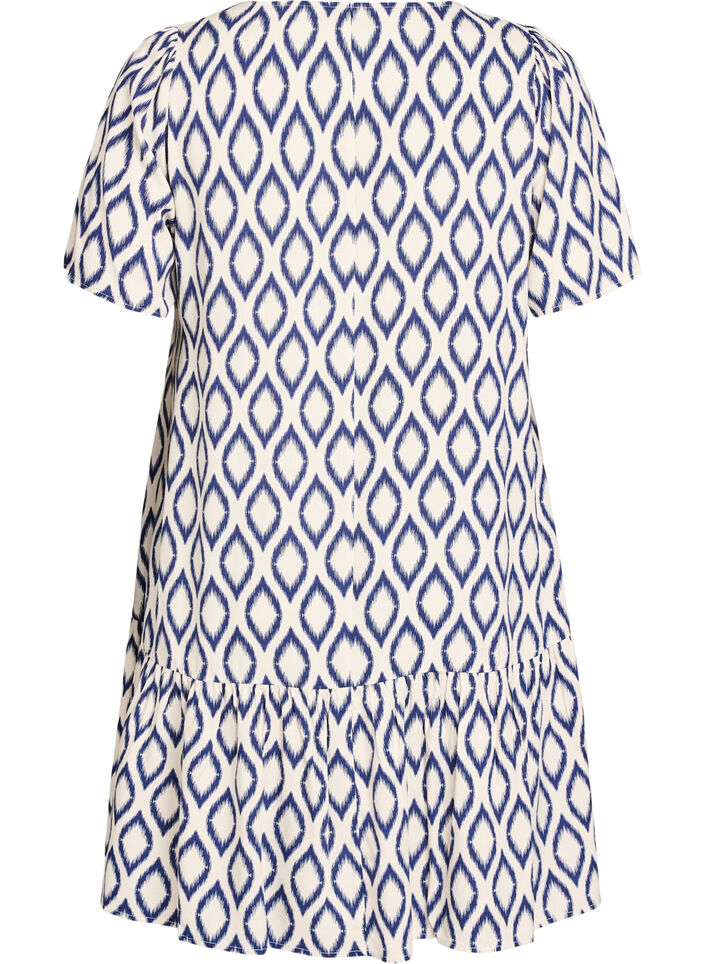 Viscose jurk met snijlijn, Blauw, Packshot image number 1