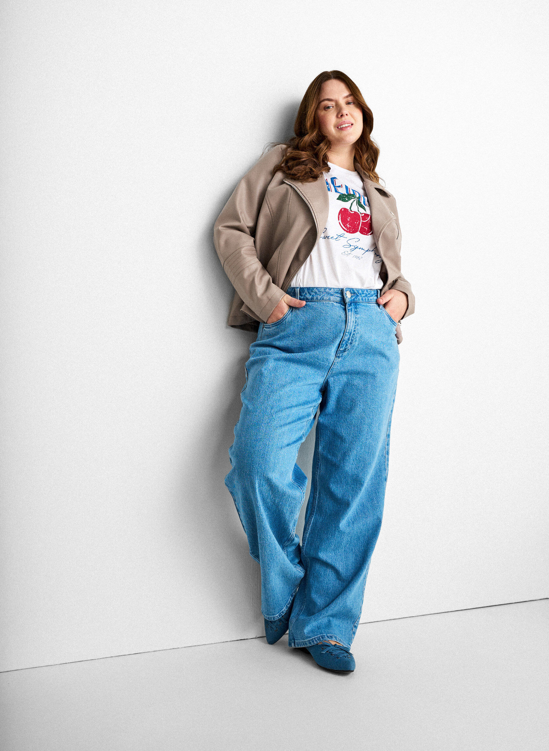 ZizziBikerjack in imitatieleer, Beige, Model image number 3