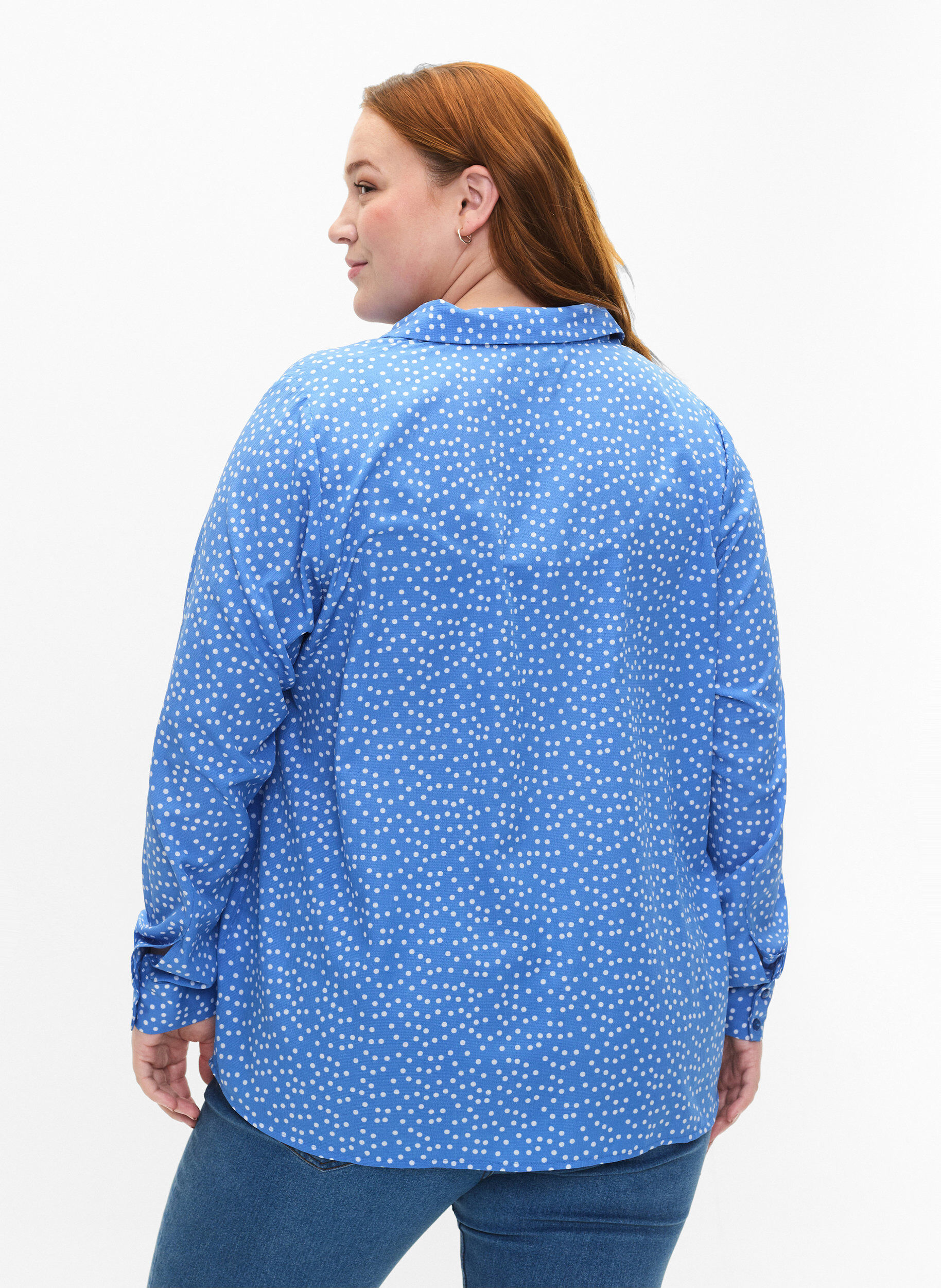 Zizzi FLASH - Shirt met stippen, Marina White Dot, Model image number 1