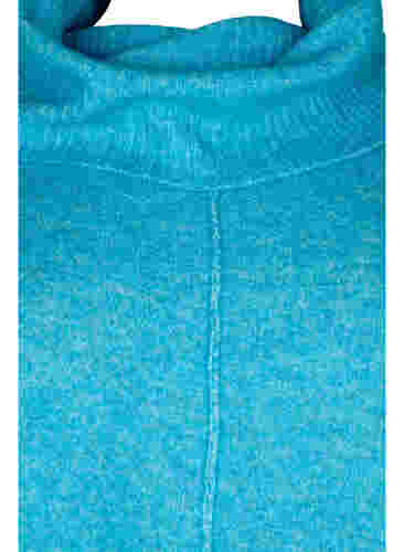 Gebreide blouse met lange mouwen en coltrui, Malibu Blue Mel., Packshot image number 2