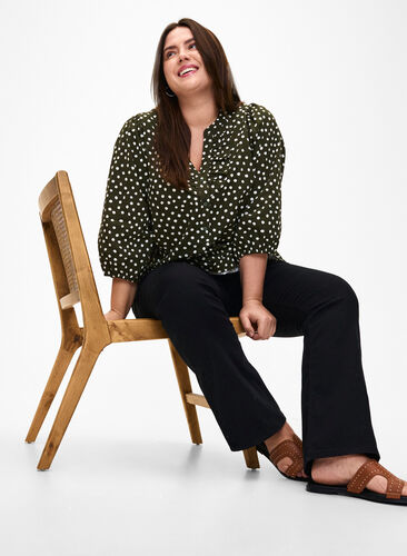 Katoenen blouse met 3/4 mouwen en print, Forest Night Dot, Image image number 0