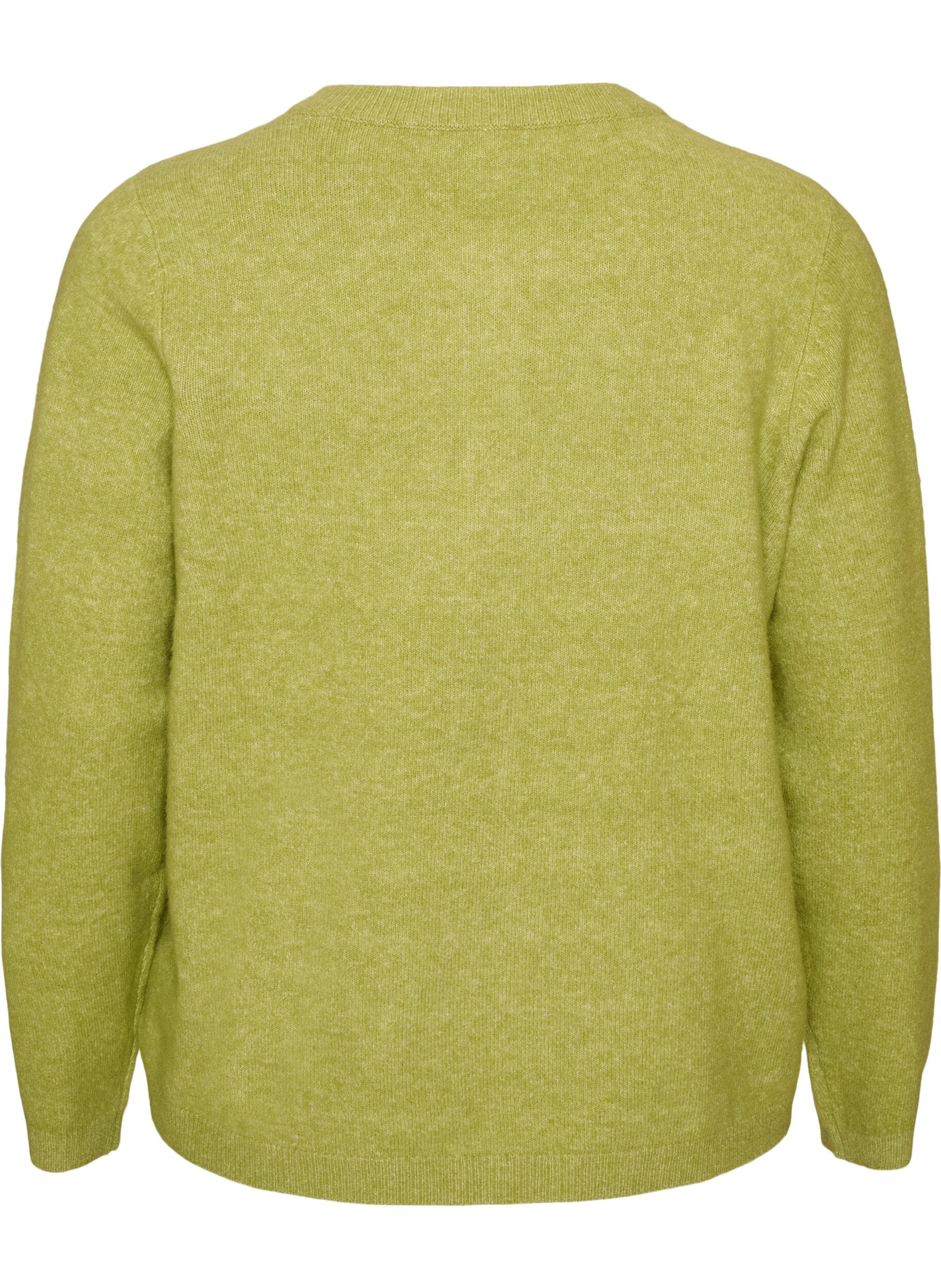 ZizziCardigan met knopen en een ronde voorkant, Groen, Packshot image number 1