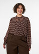 Blouse met all-overprint en korte knoopsluiting, Bruin, Model image number 0