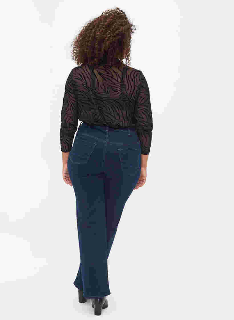 Regular fit Gemma jeans met hoge taille, Dark blue, Model image number 1