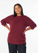 Melange breisel blouse met ronde hals, Rood, Model image number 0