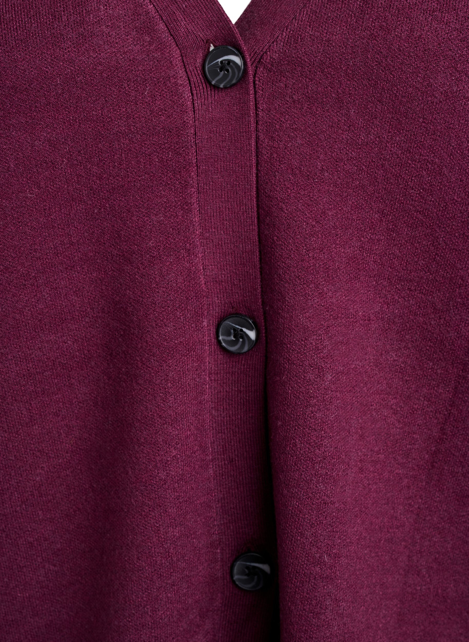 Zizzi Cardigan met V-hals en wijde mouwen, Donker Bordeaux, Packshot image number 2