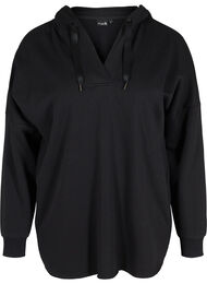 Sweatshirt met capuchon en split, Black