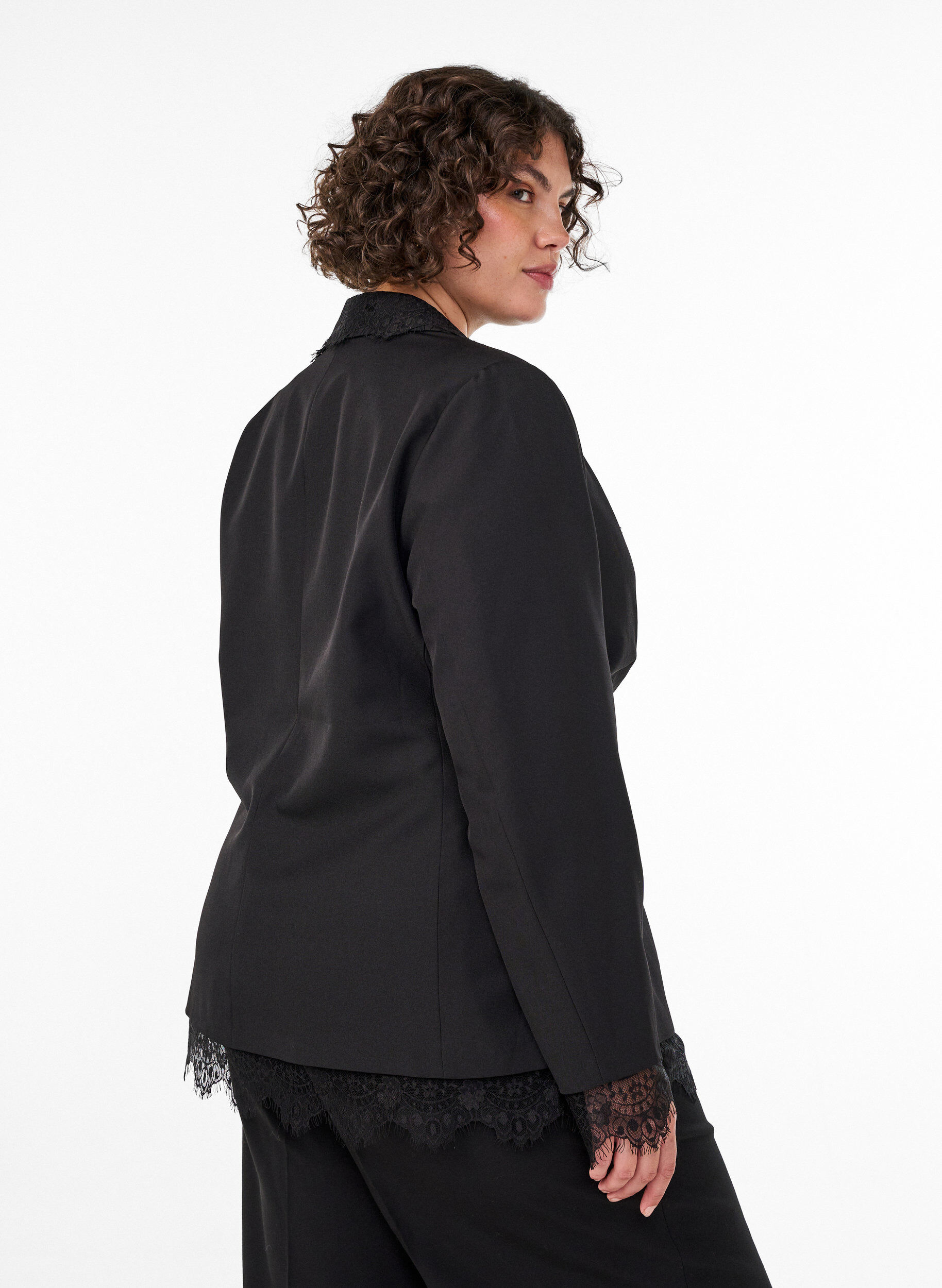 ZizziBlazer met kanten rand, Zwart, Model image number 2