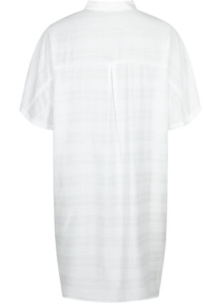 Lang hemd van viscose met structuur, Bright White, Packshot image number 1