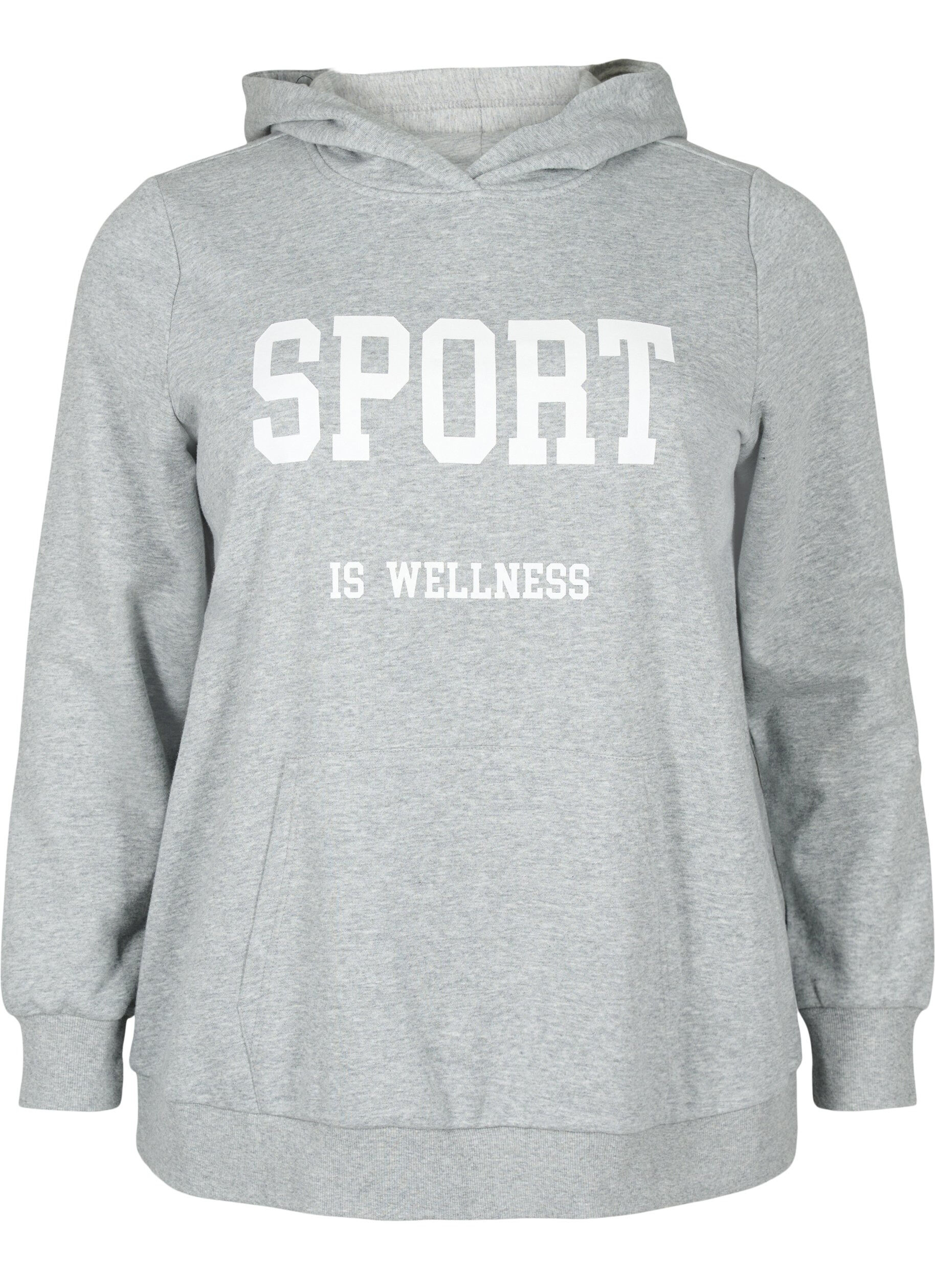 Zizzi Sweat hoodie, Light Grey Melange, Packshot image number 0