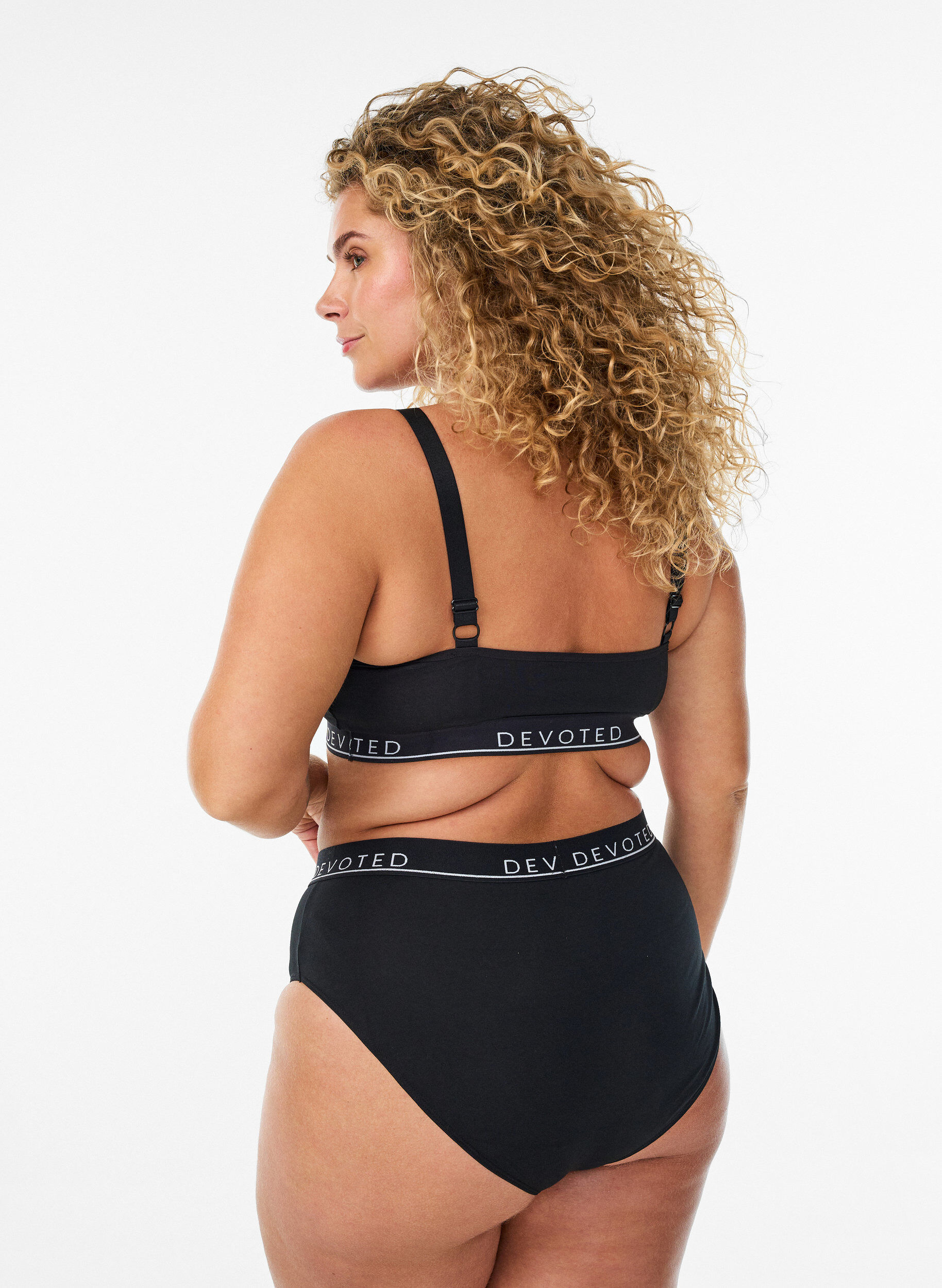 ZizziKatoenen onderbroek met normale taille, Zwart, Model image number 1