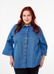 Denim shirt met strassteentjes en driekwartmouwen, Bl. Denim Rhinestone, Model image number 0