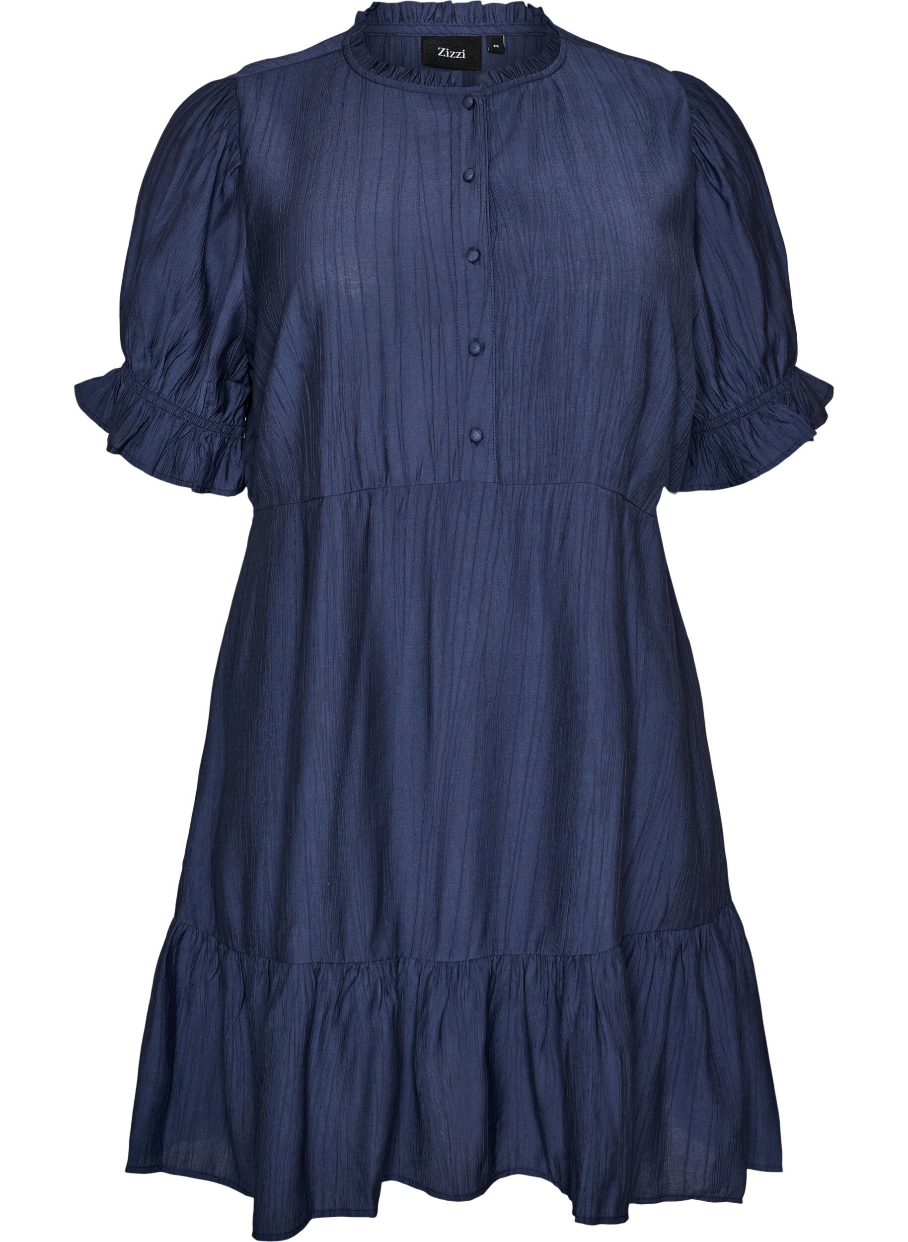 Korte viscose jurk met ruchesdetails