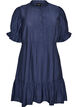 Korte viscose jurk met ruchesdetails, Blauw, Packshot image number 0